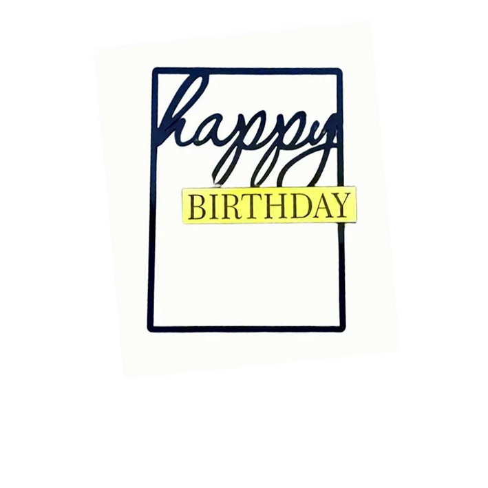 توبر كيك اطار اسود 7253 HAPPY BIRTHDAY