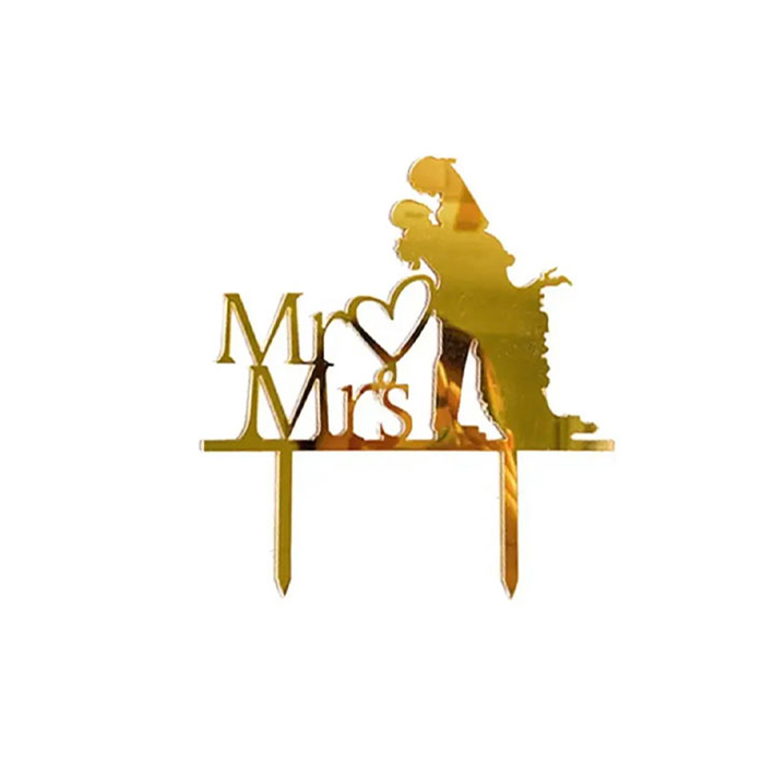 توبر كيك ذهبي عروس وعريس MR&MRS 7255