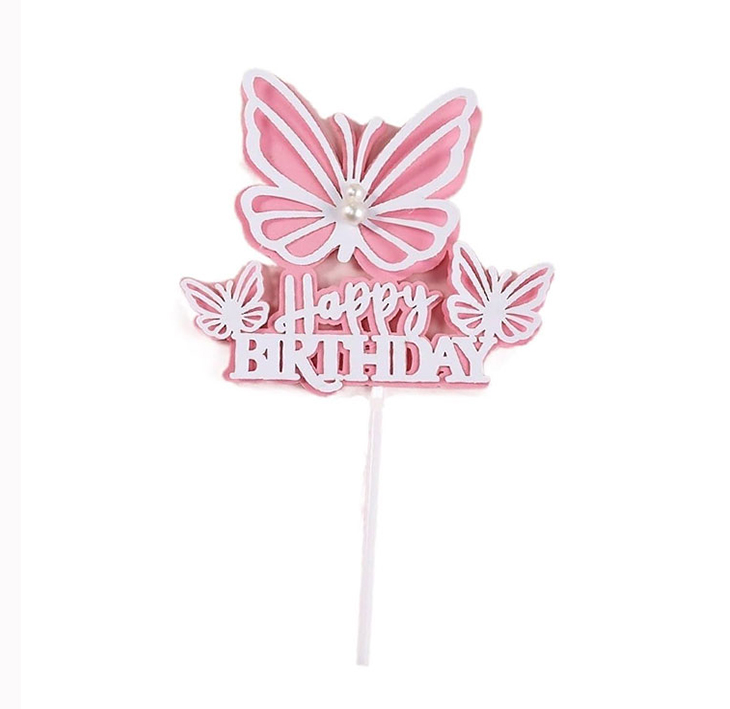 توبر كيك زهري HAPPY BIRTHDAY 7277 مع فراشة