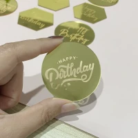 توبر كيك ذهبي - اخضر دائري 5 سم 7081 Happy Birthday
