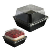 علبة حلويات بلاستيك اسود - شفاف  9 &times; 9 سم ارتفاع 6 سم عدد 50