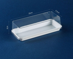 علبة بلاسيتك مستطيل مع قاعدة ابيض 20 &times; 9.5 سم ارتفاع 6 سم عدد 100