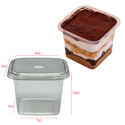 كاسات موس - تيرامسو مربع بلاستيك 10 &times; 10 سم ارتفاع 7.5 سم عدد 50