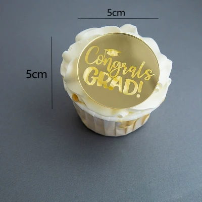 توبر كيك ذهبي دائري 5 سم 7084 CONGRATS GRAD