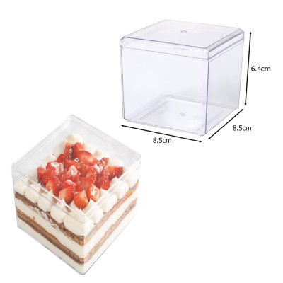كاسة موس - تيرامسو مربع بلاستيك  8.5 &times; 8.5 ارتفاع 6.4 سم