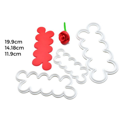 طقم قطاعات بلاستيك لعمل الورود 11.9 &times; 4.9 - 14.8 &times; 5.9 - 19.9 &times; 6.8 سم  عدد 3