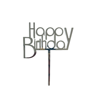 توبر كيك فضي happy birthday - capital letter
