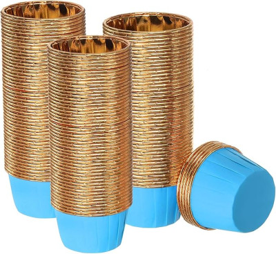 كرتون مافينز ازرق - ذهبي 6.8 سم ارتفاع 3.9 سم عدد 50